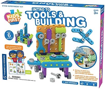 Thames & Kosmos Kids First: Intro to Tools & Building STEM Experiment Kit for Ages 3+ | Build 6 Models, Learn Basic Mechanical Engineering Principles | Make Your Own Workbench with Durable Parts