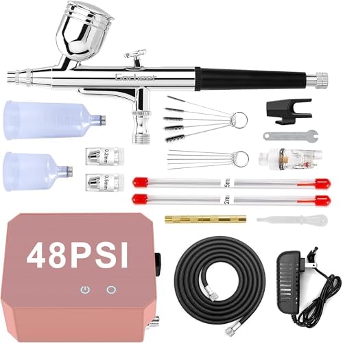 Gocheer Airbrush Kit with Air Compressor, 48 PSI(Black)
