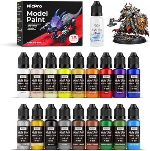 Nicpro 30 Colors Model Paint Set, 20ml Ready to Use Modeling Acrylic Paints