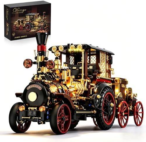 chanbrick Retro Mechanical Steam Car Building Set for Adults