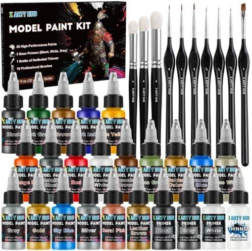 Model Paint Set, 34-Piece Miniature Painting Kit, Ready-to-Spray